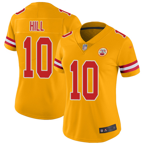 Women Kansas City Chiefs #10 Hill Tyreek Limited Gold Inverted Legend Football Nike NFL Jersey